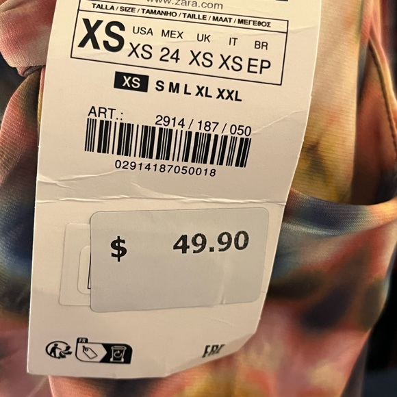Nwt-Zara- Tie Dye Bodycon Cutout Mini Dress - Picture 3 of 5